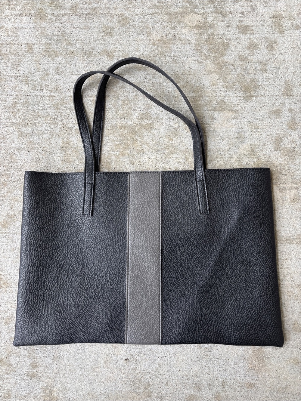 Vince Camuto Luck Black Tote with Gray Center Panel - Picture 2 of 9